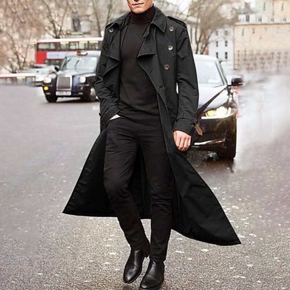 ASOS DESIGN lightweight longline double breasted trench coat in black. 2xlT New!